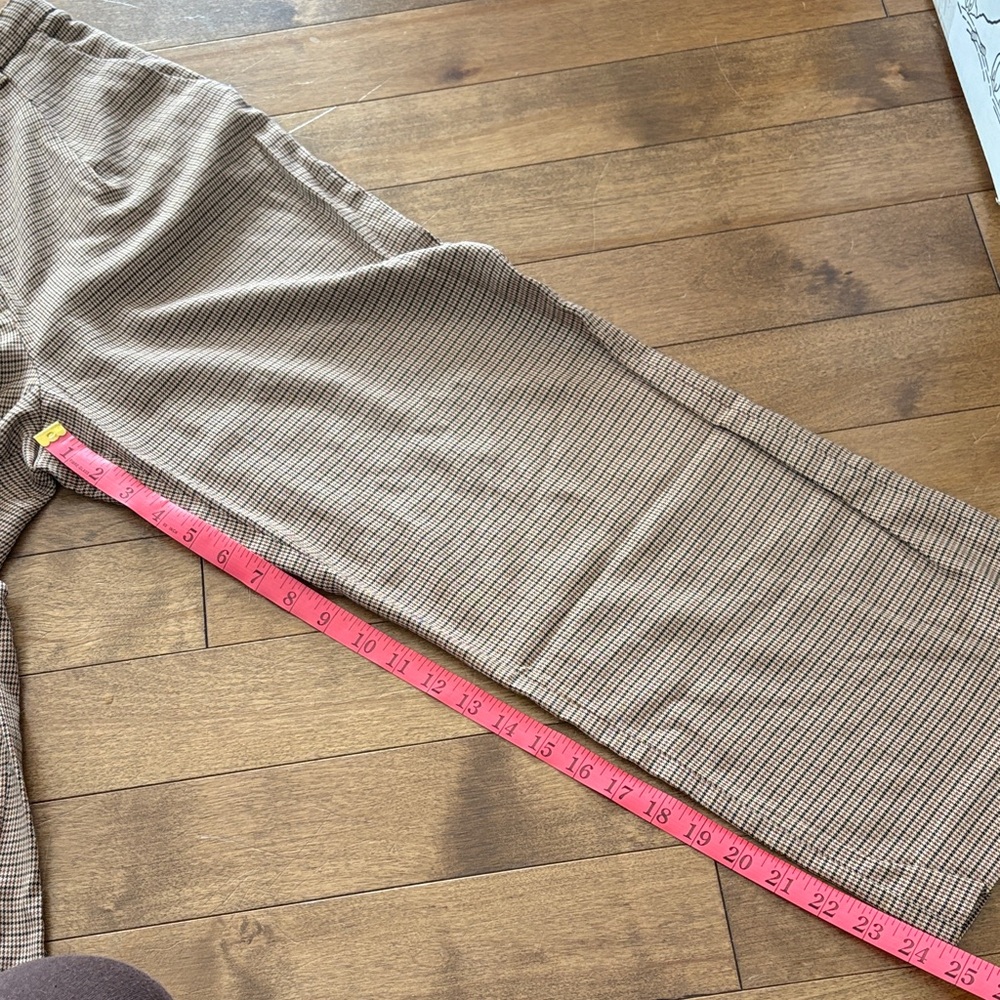 Aritzia Wilfred Rust and Cream Houndstooth High-Waist Trousers - Picture 8 of 10